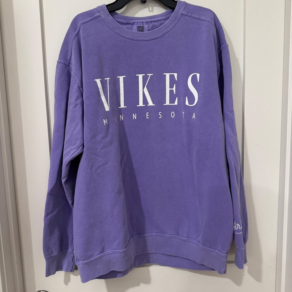 Comfort Colors Vikes Minnesota Sweatshirt Purple Fan Girl Game Day Medium